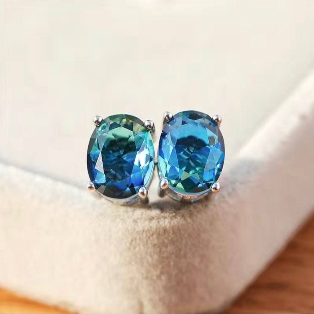 Oval Zircon Blue/Green Earrings